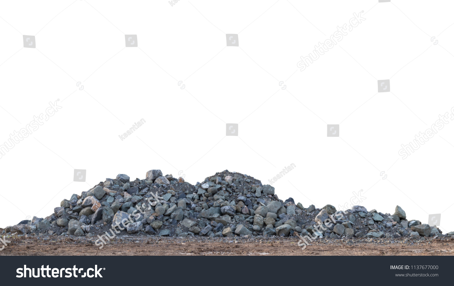 Isolate View A large granite pile on the ground to prepare for use as a construction material. #1137677000