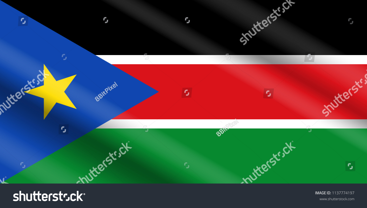 Flag of South Sudan in Real Proportion with Switchable Wavelike Gradient #1137774197