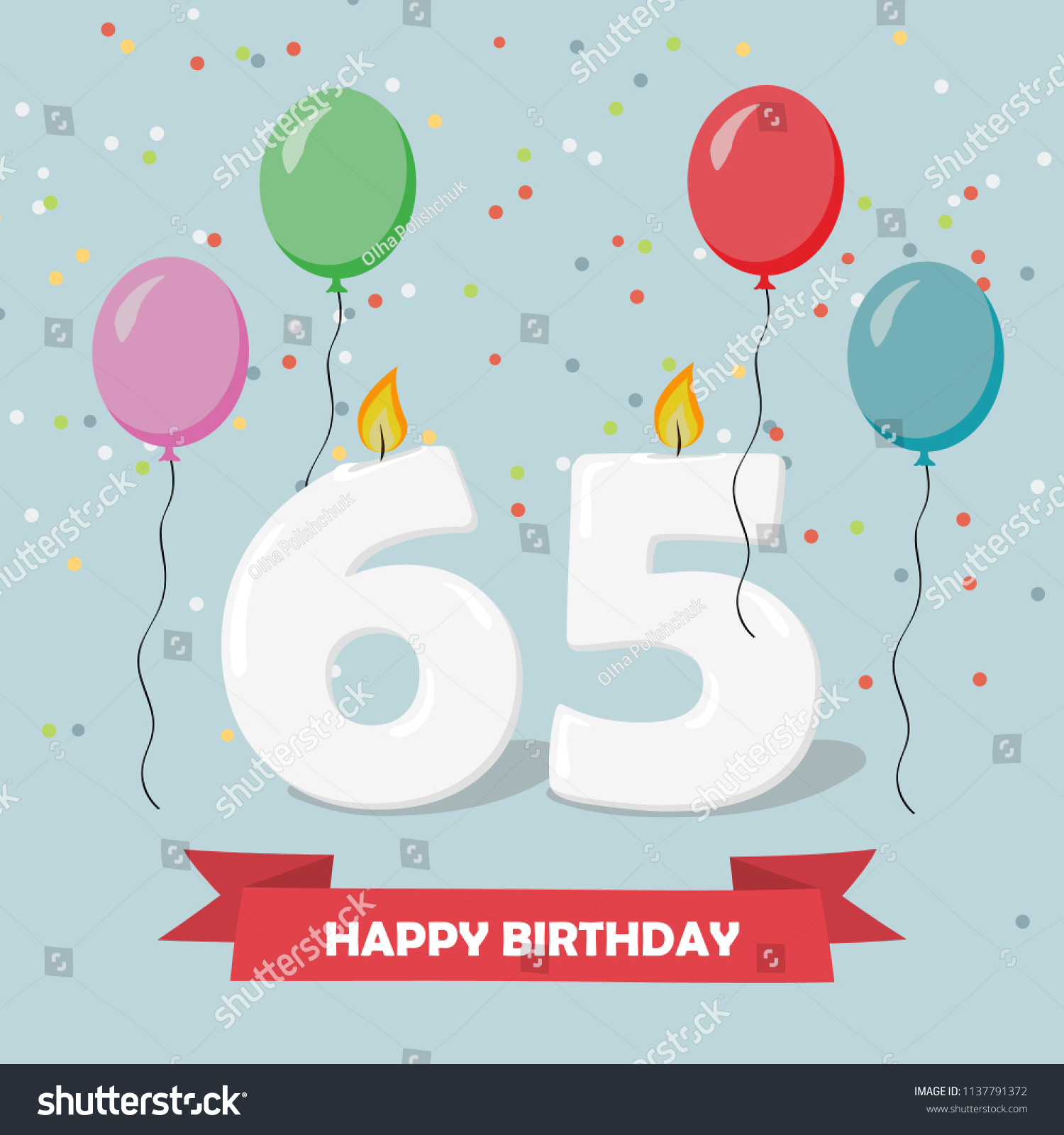 65 years selebration. Happy Birthday greeting - Royalty Free Stock ...