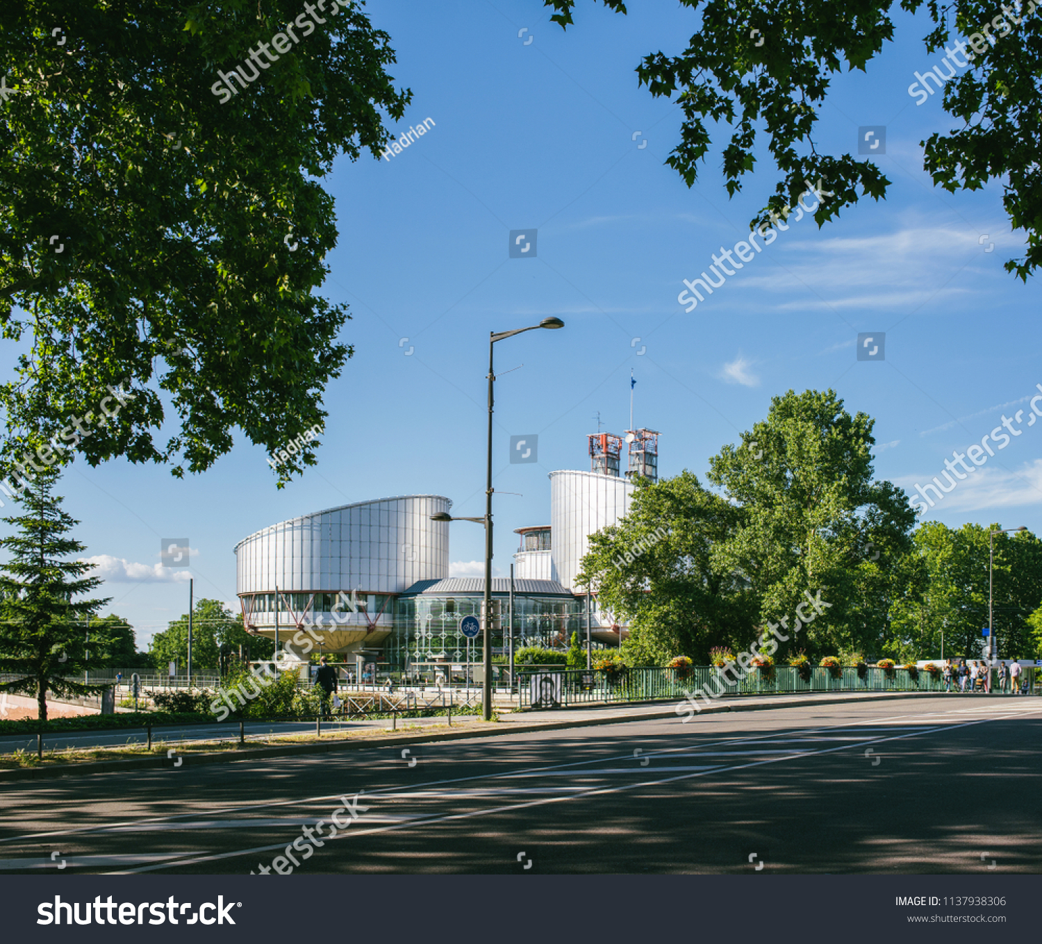 STRASBOURG, FRANCE - JUN 25, 2018: European Court of Human Rights building in the summer evening #1137938306