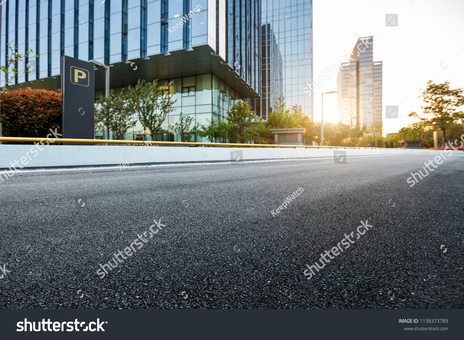 Modern city commercial square roads and skyscrapers #1138373789