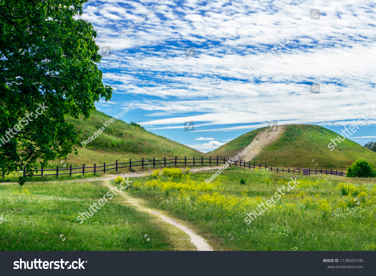 Royal Mounds - large barrows located in Gamla Uppsala village, Uppland, Sweden (70 km from Stockholm).  Beautiful Viking graves covered by grass. Gamla Uppsala is area rich in archaeological remains. #1138429106