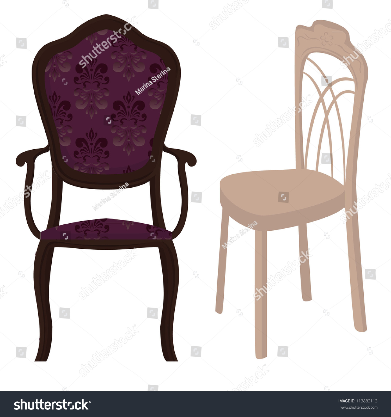 Vector Illustration With Two Chairs Isolated On - Royalty Free Stock ...