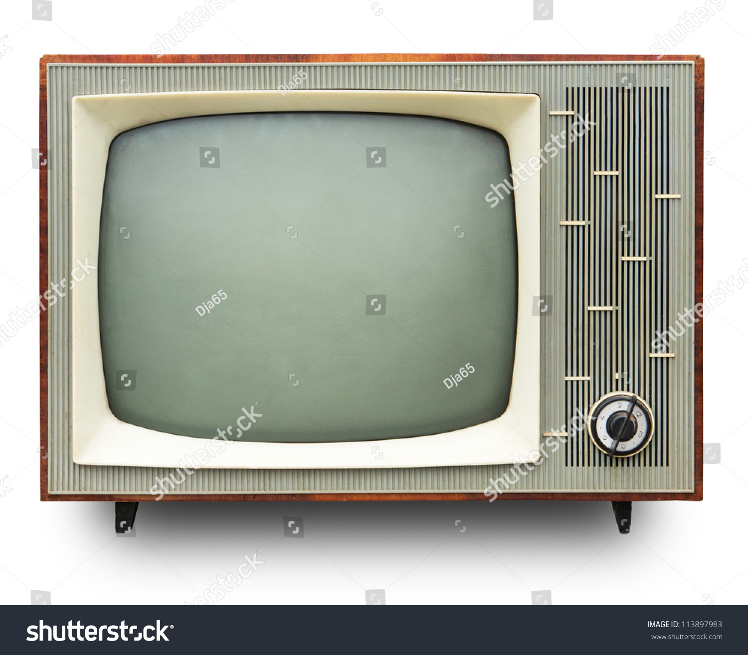 Vintage TV set isolated. Clipping path included. #113897983