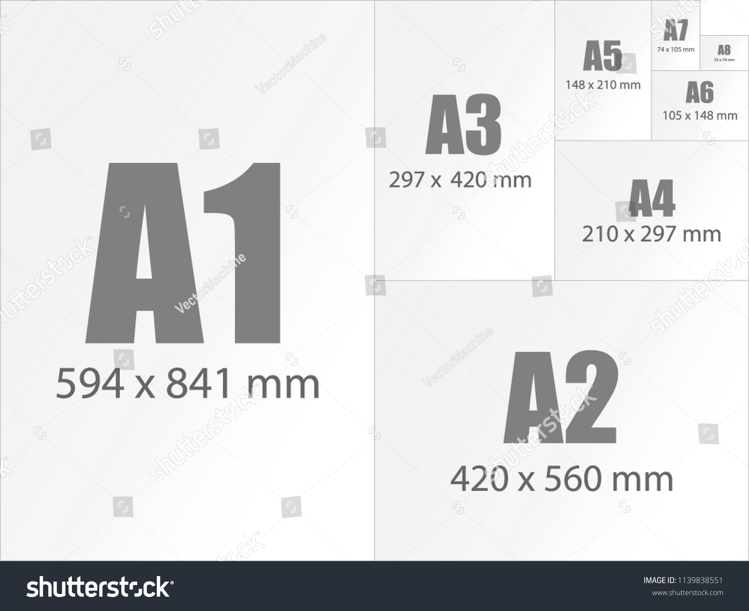 Size Of Series A Paper Sheets Comparison Chart, - Royalty Free Stock ...