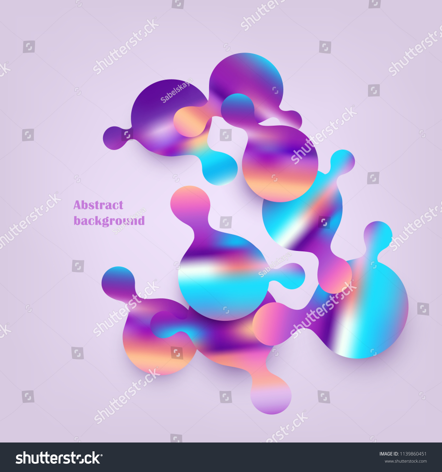 Banner with bright gradient color rounded shapes isolated on gray background. Abstract decorative bubbles with fluid color and forms in vector illustration with copy space. #1139860451