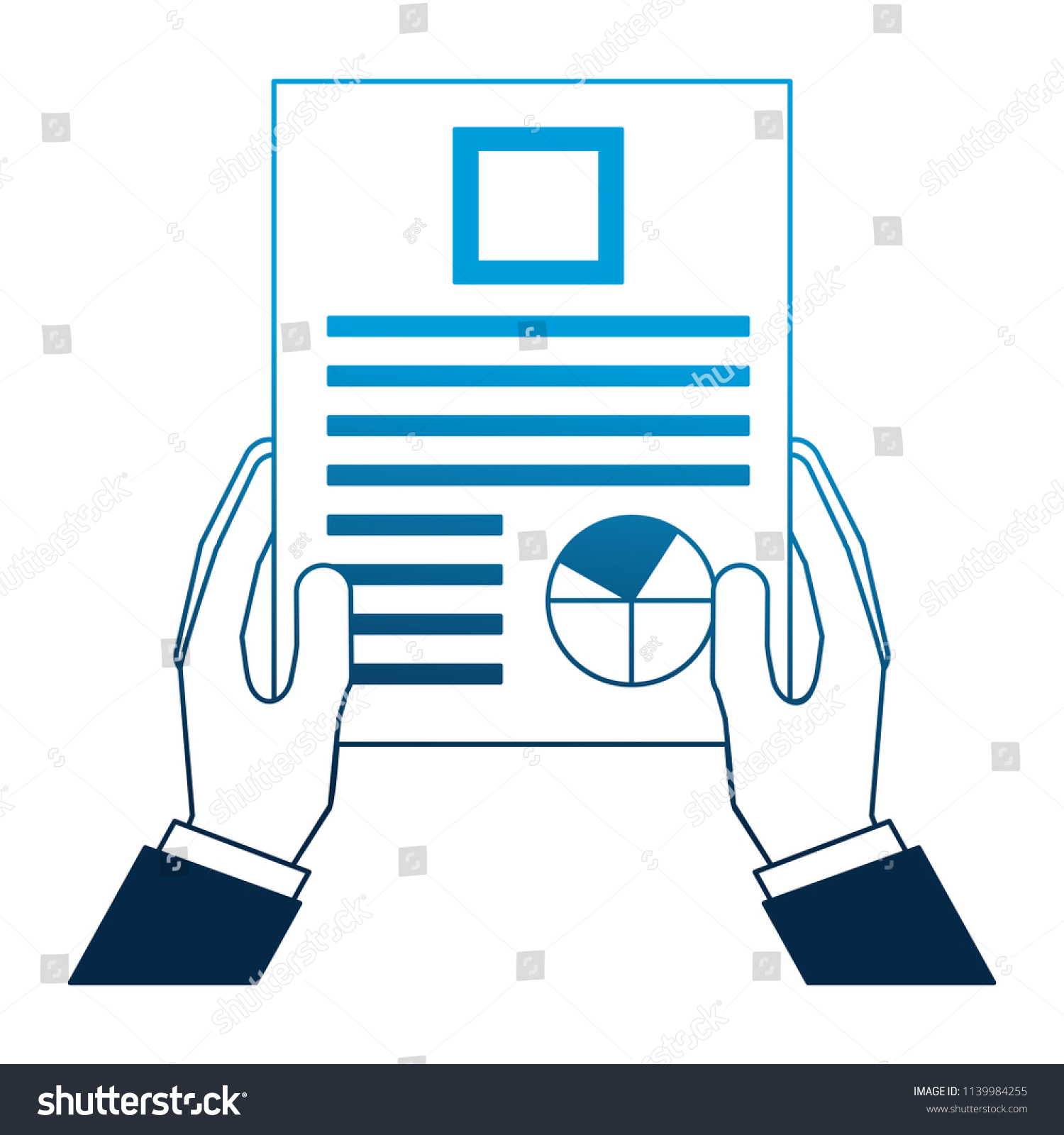 Business Man Hand Holding Paper Documents Report Vector Illustration