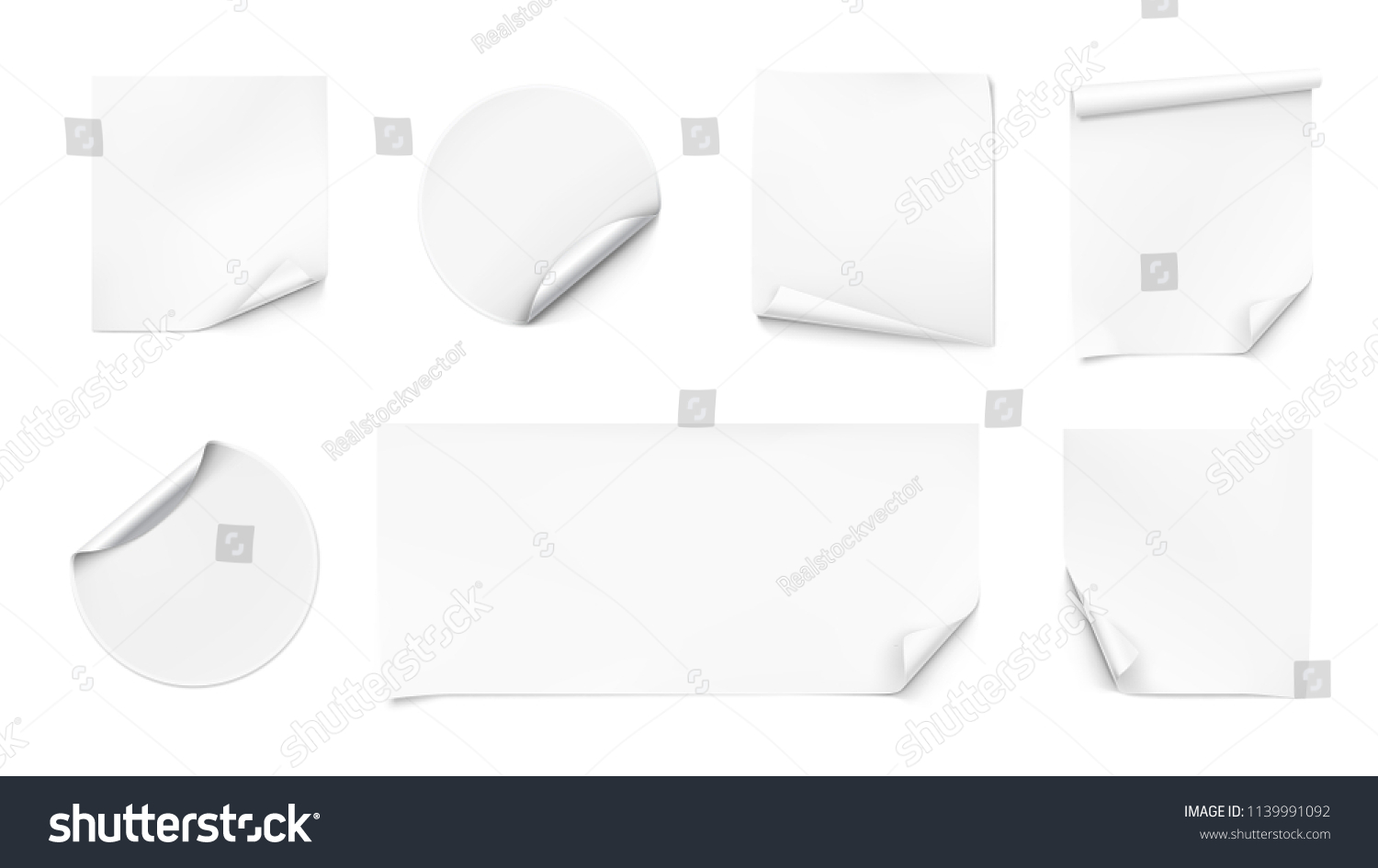 Set of curled stickers. Vector illustration isolated on white background. EPS10. #1139991092