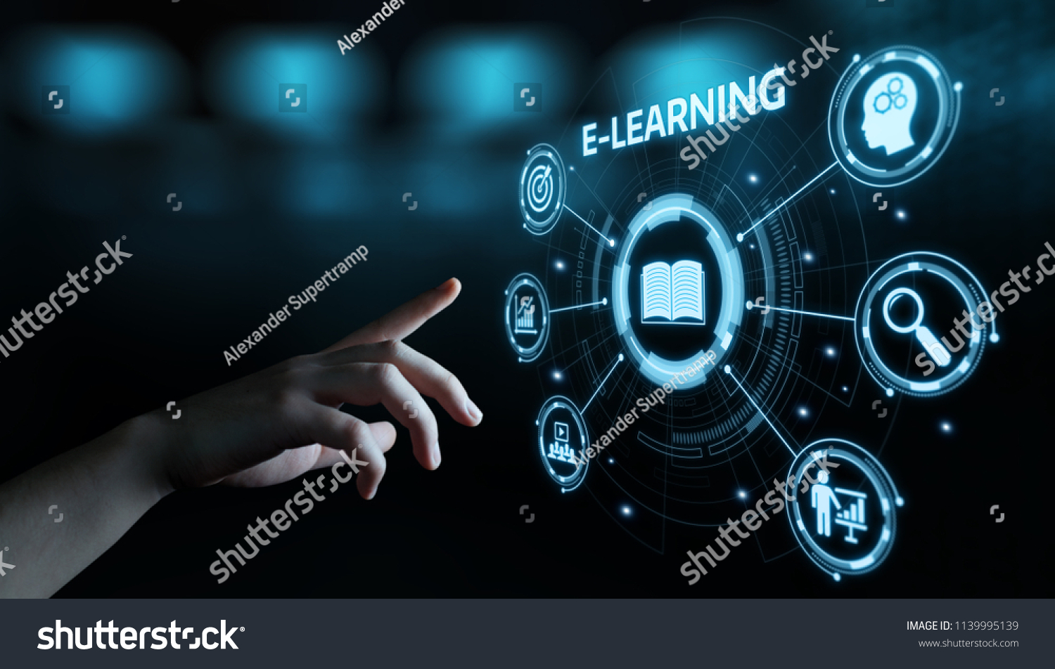 E-learning Education Internet Technology Webinar Online Courses concept. #1139995139
