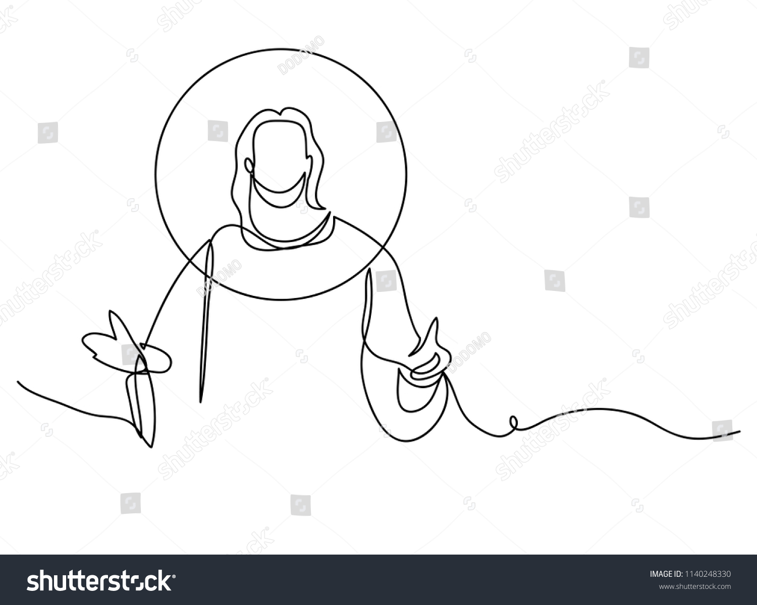 continuous line drawing of Jesus Christ religion - Royalty Free Stock ...