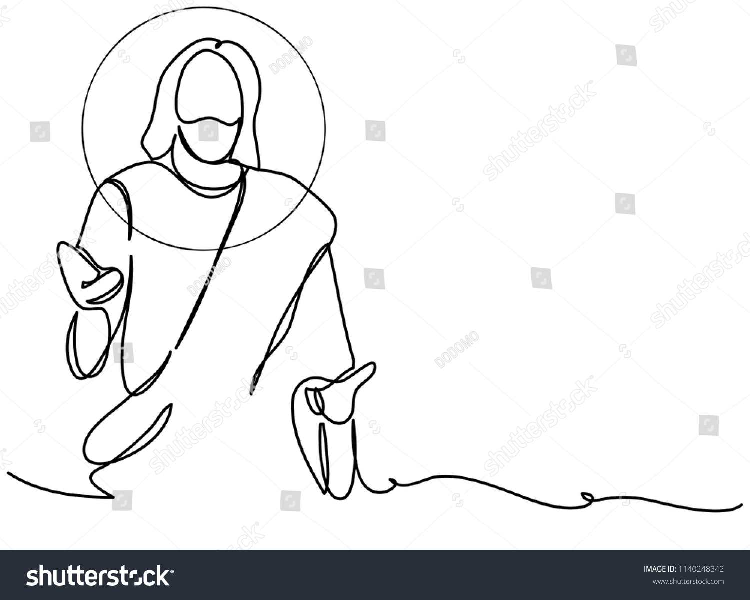 continuous line drawing of Jesus Christ religion - Royalty Free Stock ...