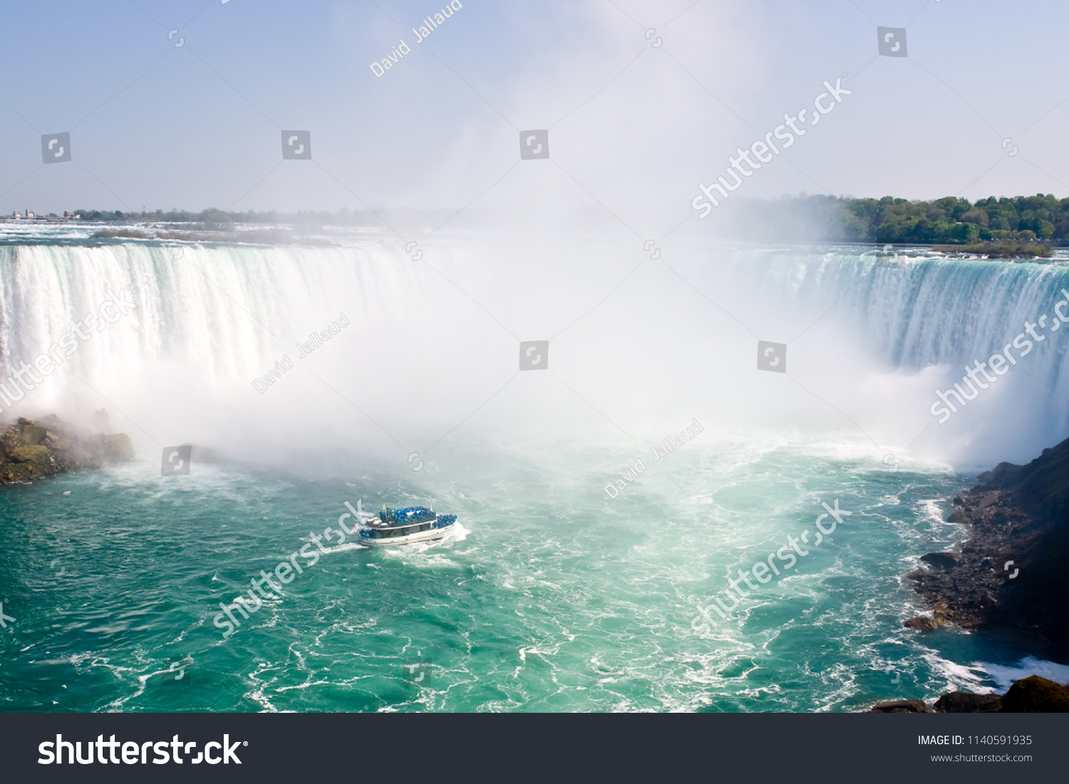 Cruise Boat and Horseshoe Falls from Niagara Falls - Ontario, Canada #1140591935