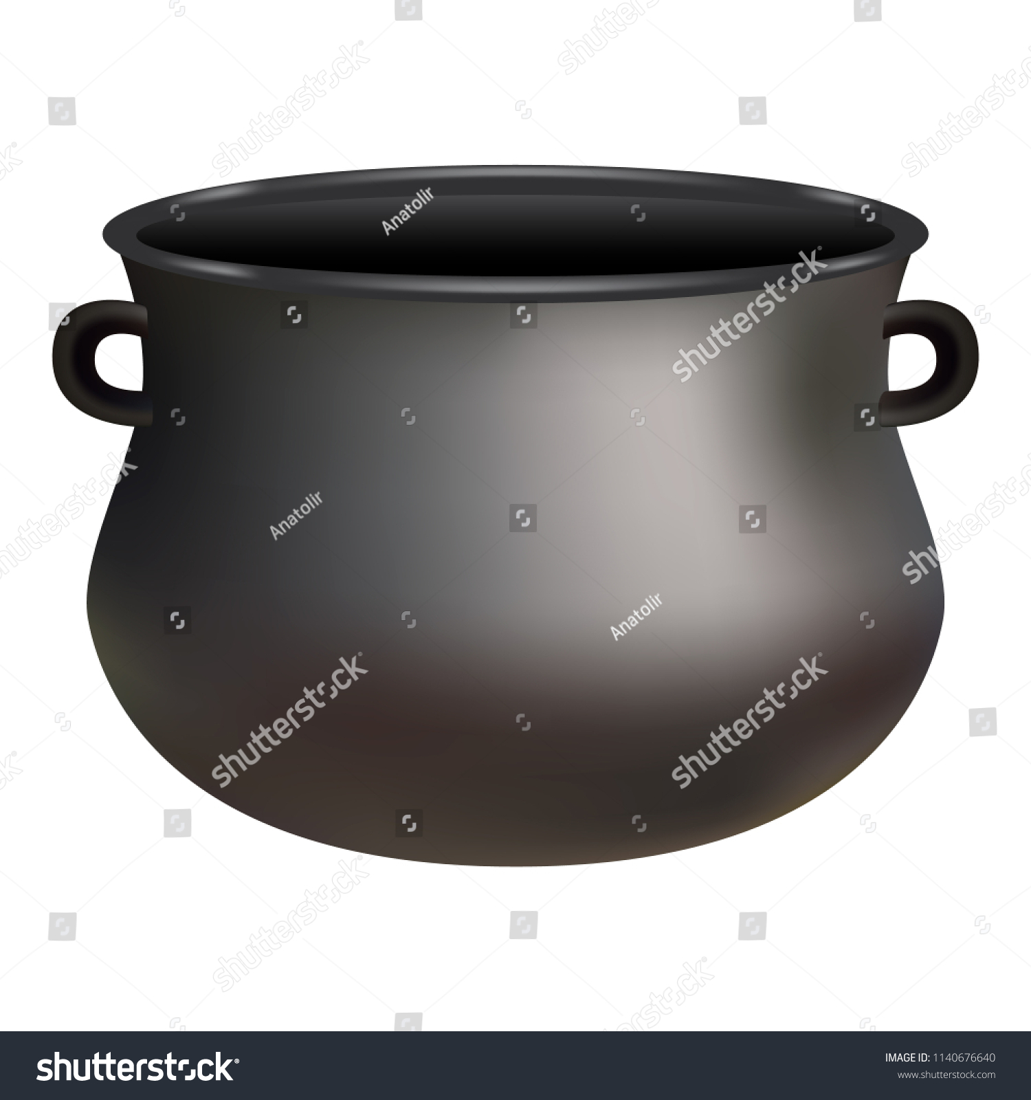 Black cauldron mockup. Realistic illustration of - Royalty Free Stock ...