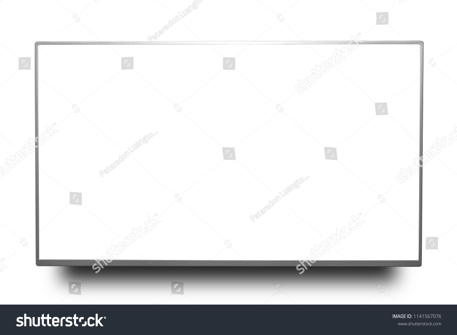 Close up silver 4k monitor or television isolated on white background with clipping path. #1141567076