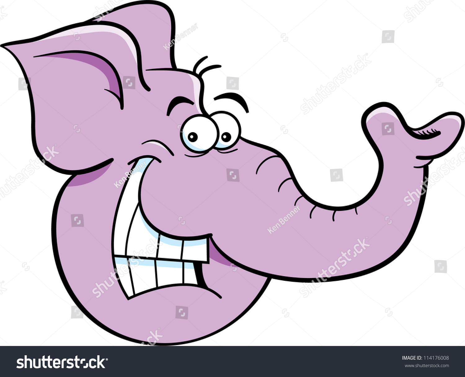 Cartoon illustration of an elephant head - Royalty Free Stock Vector