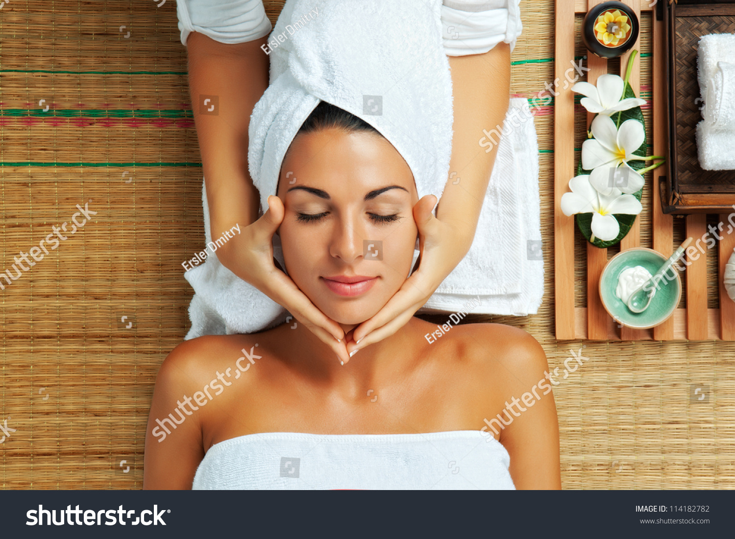 portrait of young beautiful woman in spa environment #114182782
