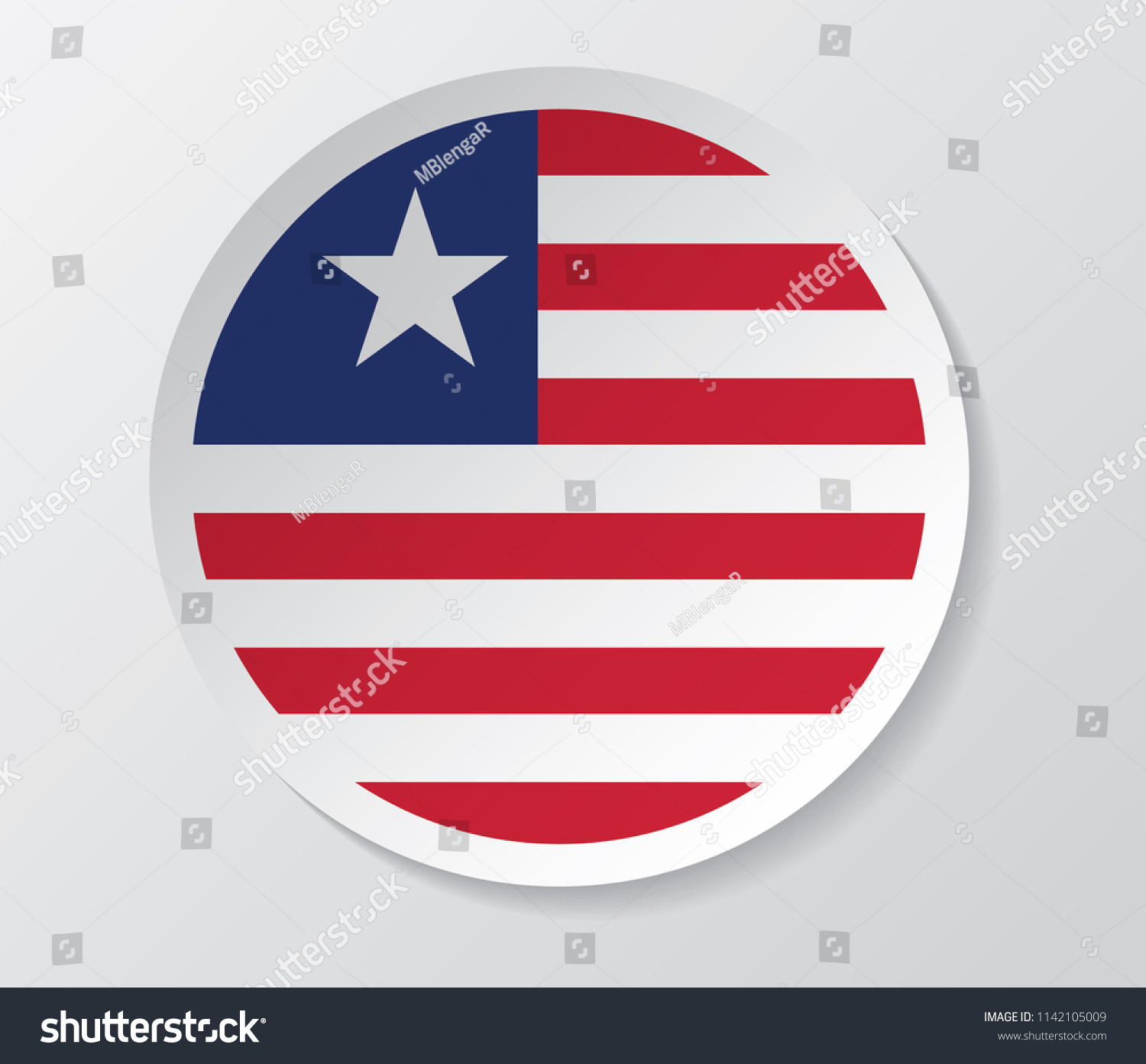 Liberia Flag Vector Circle Round Shape Royalty Free Stock Vector