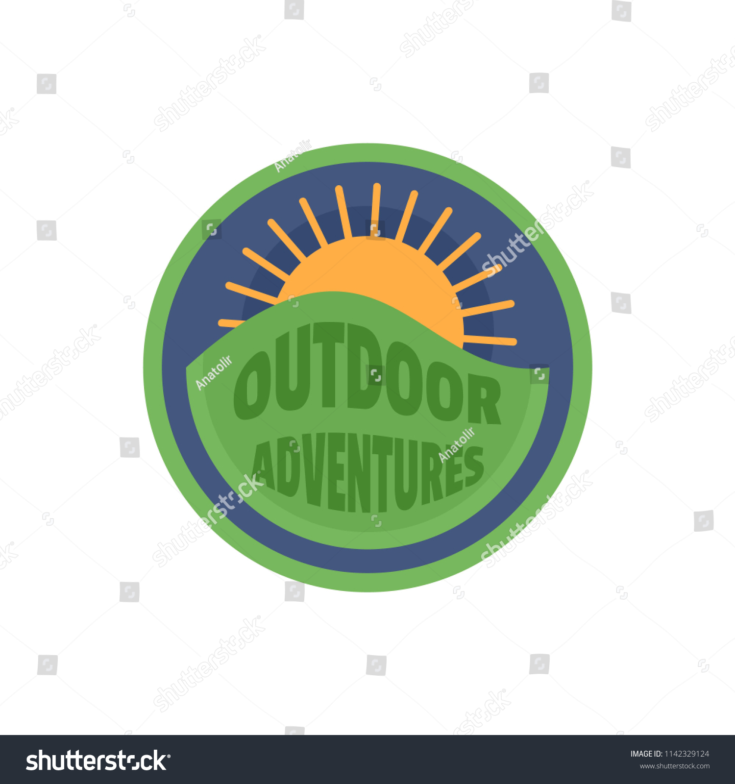 Outdoor sun adventures logo. Flat illustration - Royalty Free Stock ...