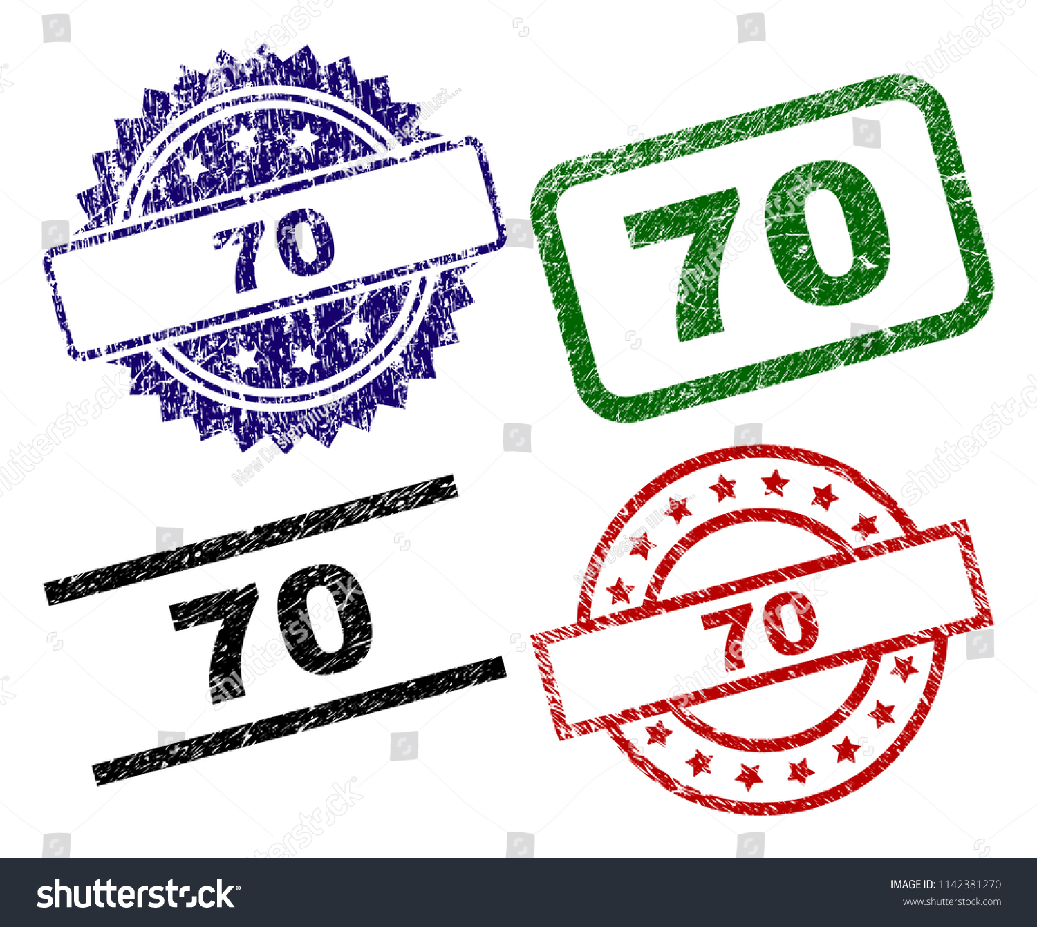 70 seal stamps with corroded texture. Black, - Royalty Free Stock ...