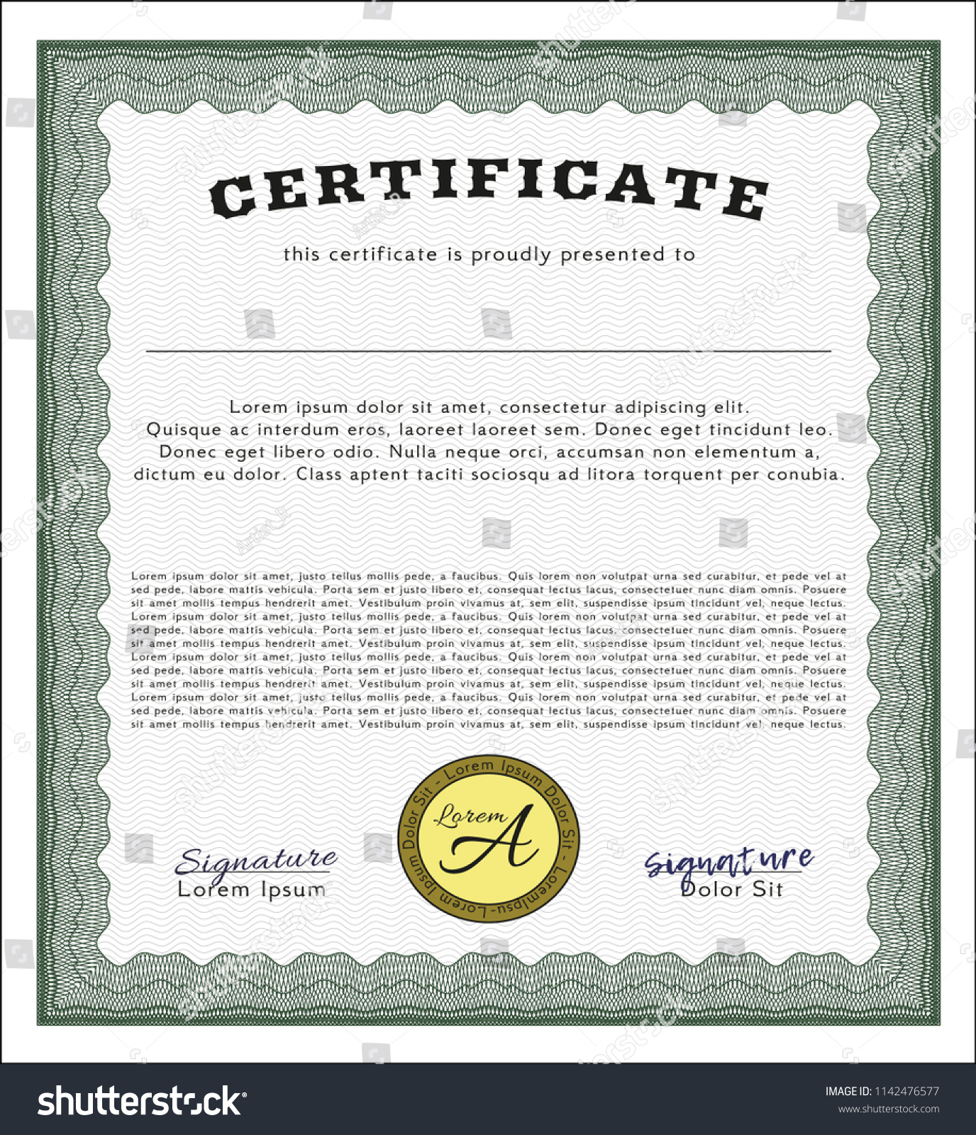 Green Certificate of achievement. Vector - Royalty Free Stock Vector ...