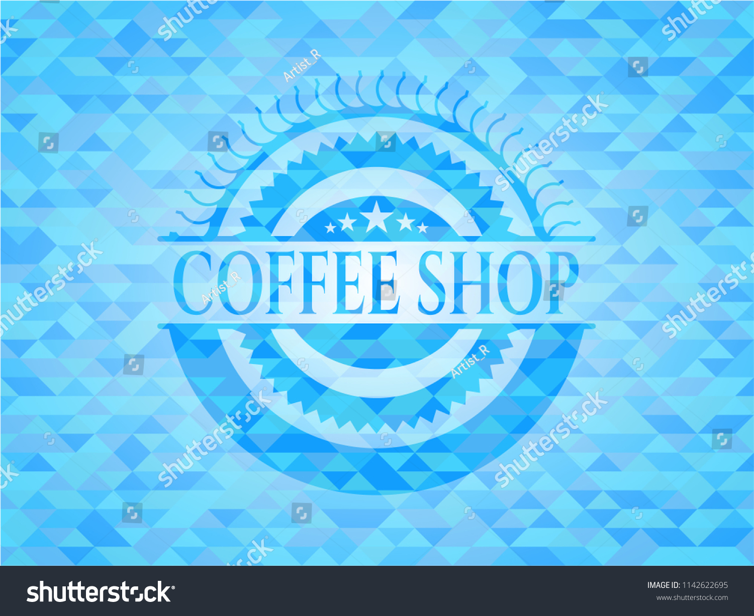 Coffee Shop light blue mosaic emblem #1142622695