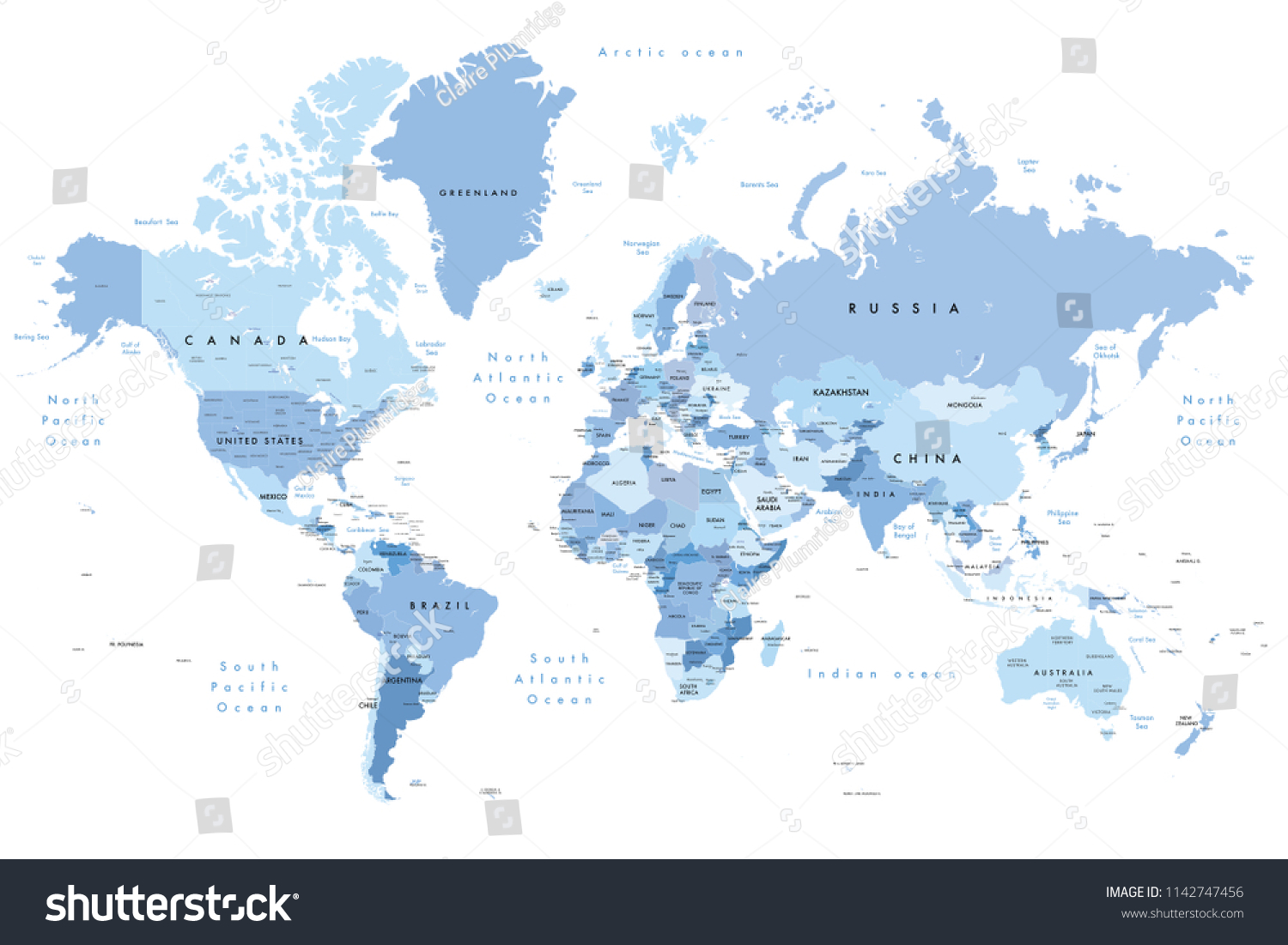 World map - showing countries, states (USA & - Royalty Free Stock Photo ...