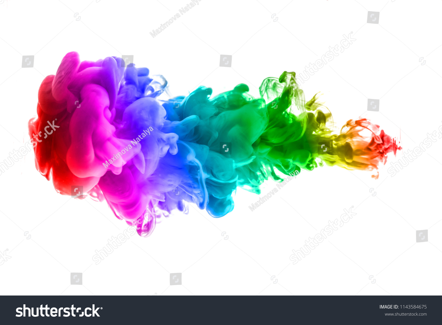 colorful dye in water on white background #1143584675