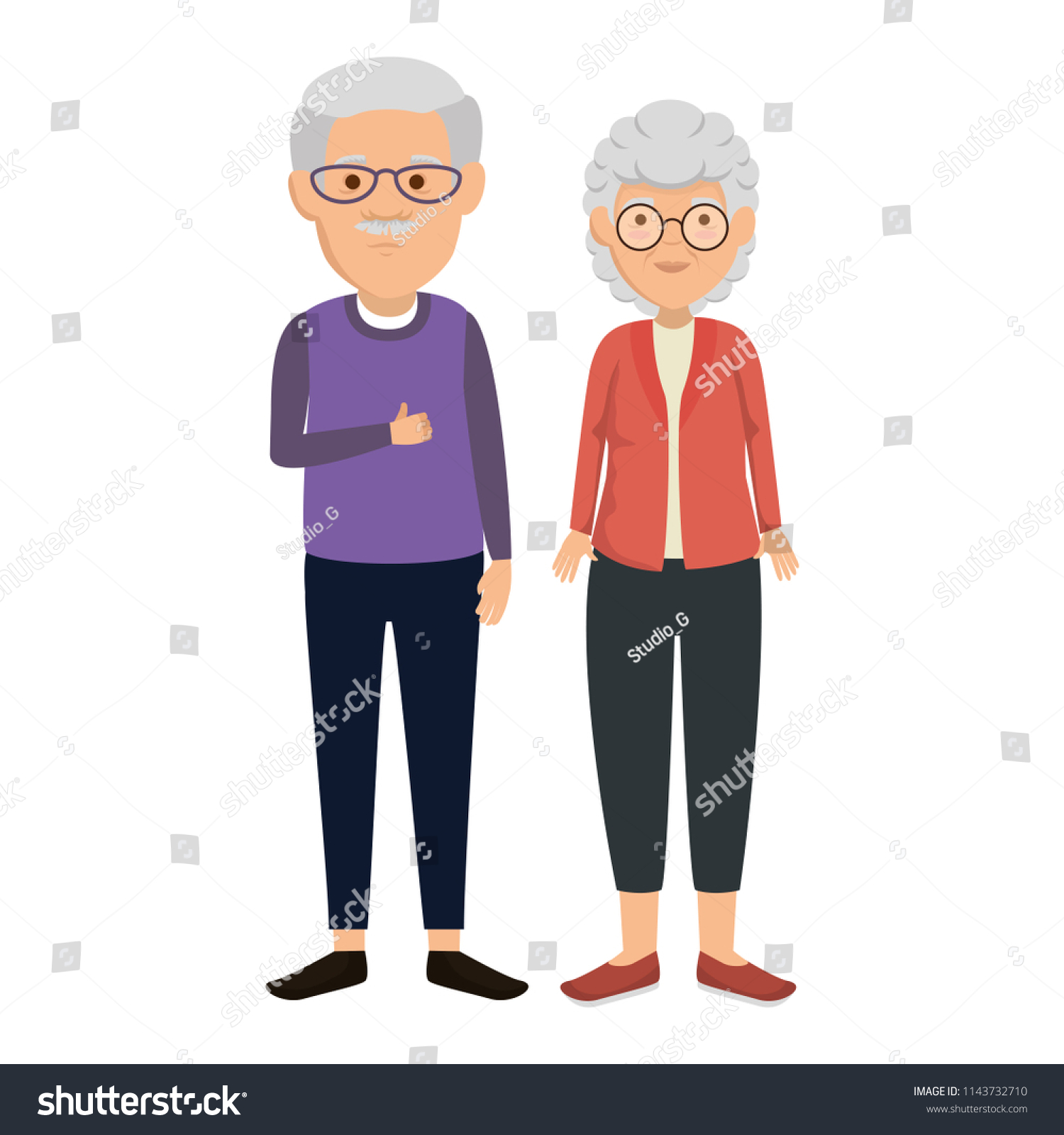 Cute Grandparents Couple Avatars Characters Royalty Free Stock Vector