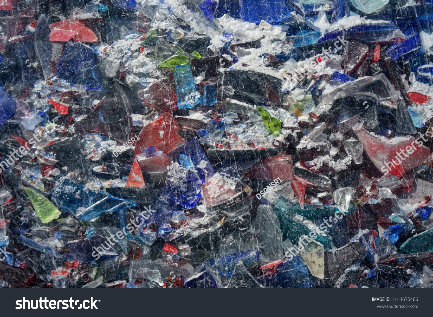 shattered colorful glass installation close up background design #1144675466