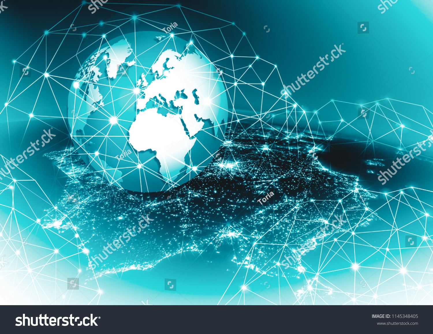 Earth from Space. Best Internet Concept of global business from concepts series. Elements of this image furnished by NASA. 3D illustration #1145348405