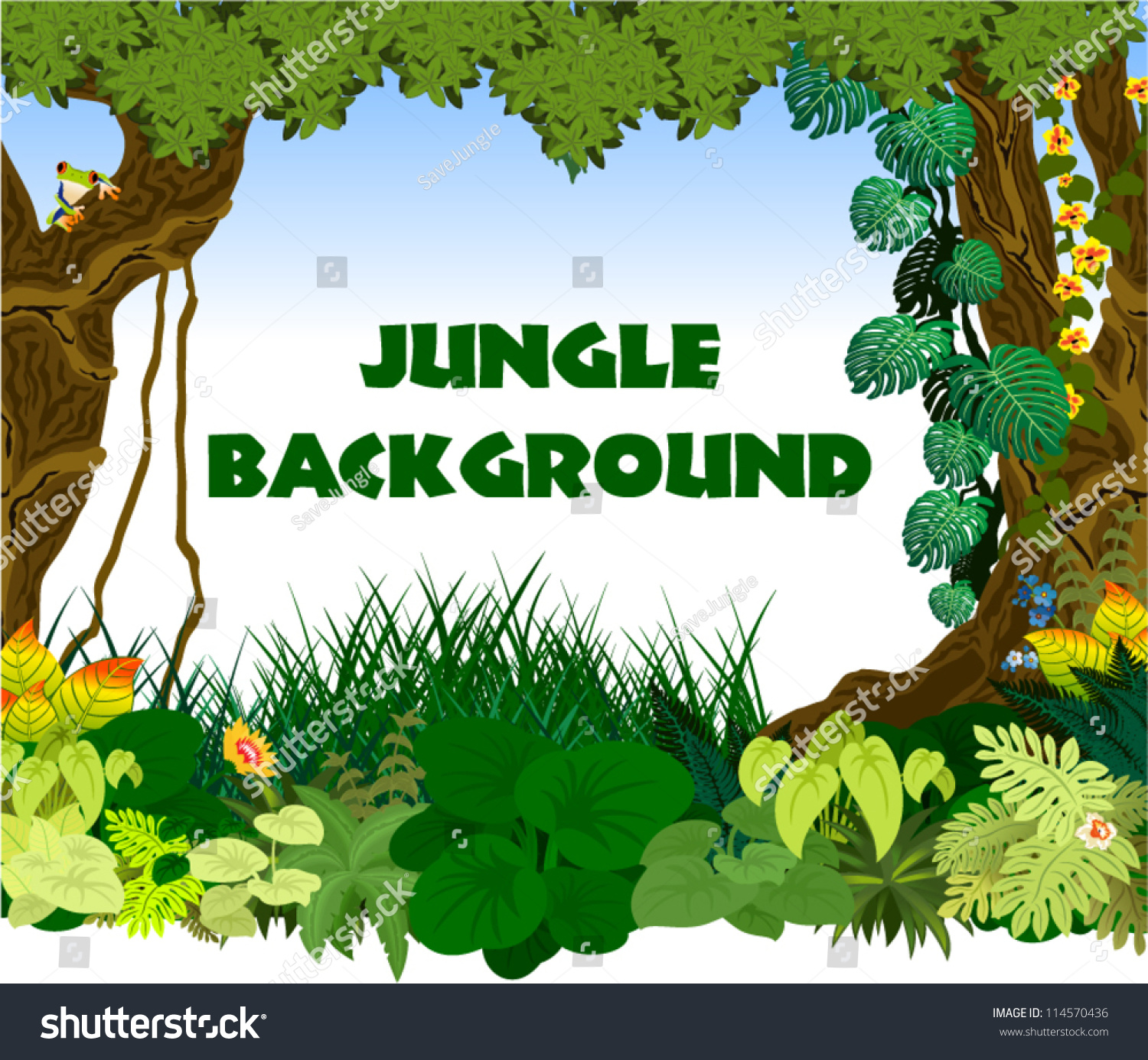 Vector tropical jungle background #114570436