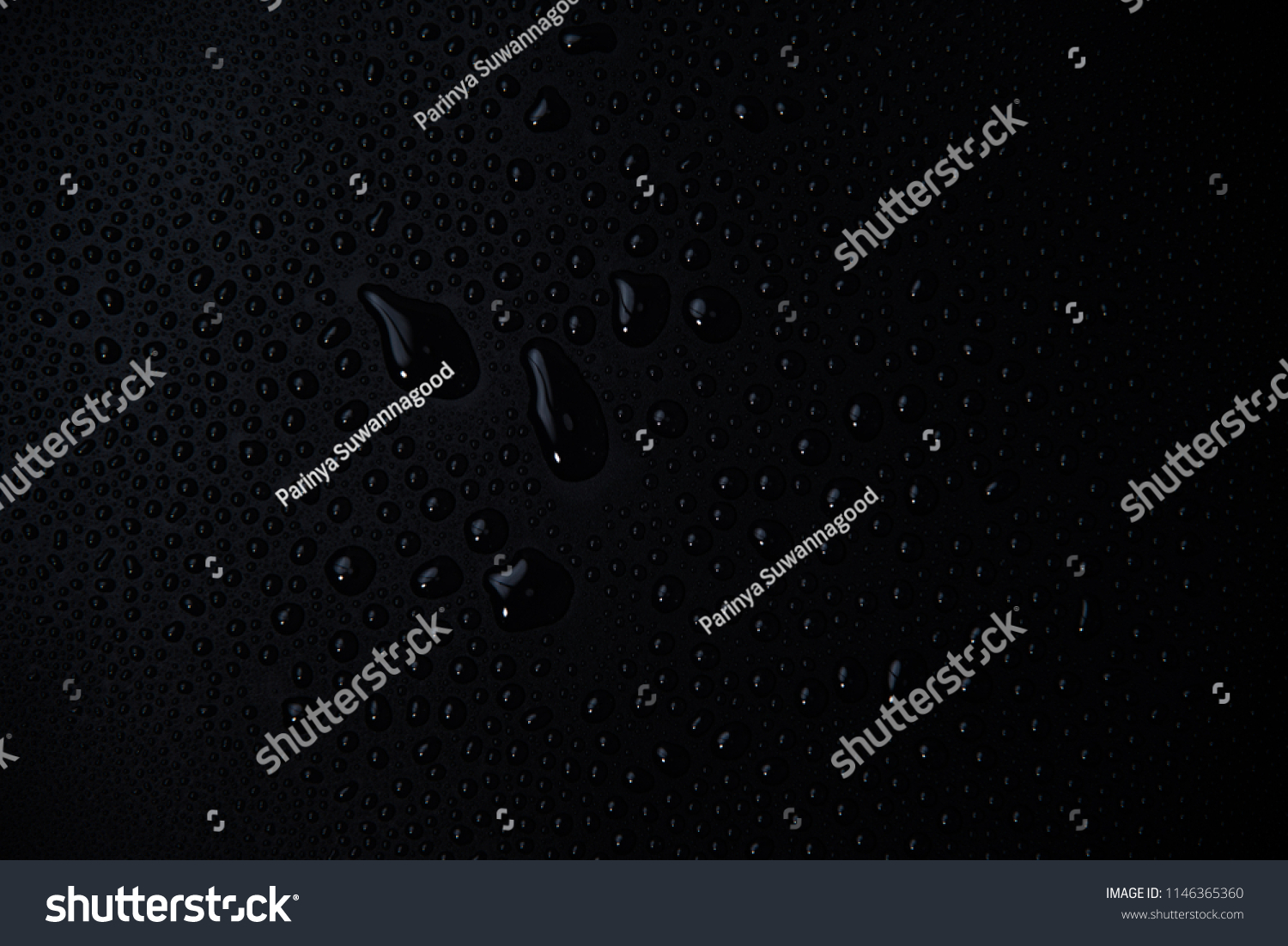 Drops of water on black background. isolated background and texture #1146365360
