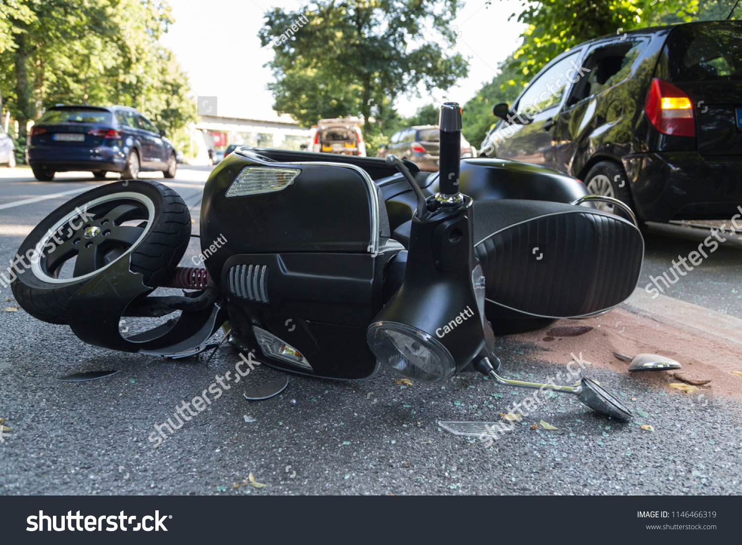 road accident with motor scooter #1146466319