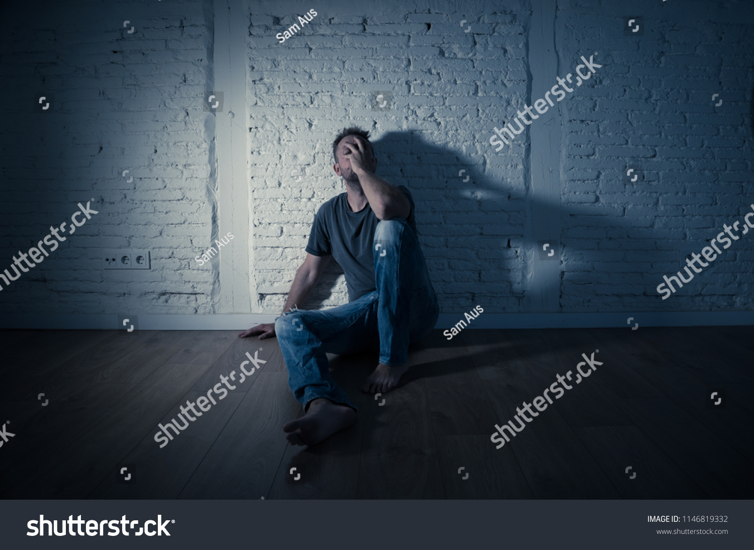 Young devastated depressed woman crying sad feeling hurt suffering depression in sadness emotion in pain and desperate expression. loneliness, depression and heartbroken concept #1146819332