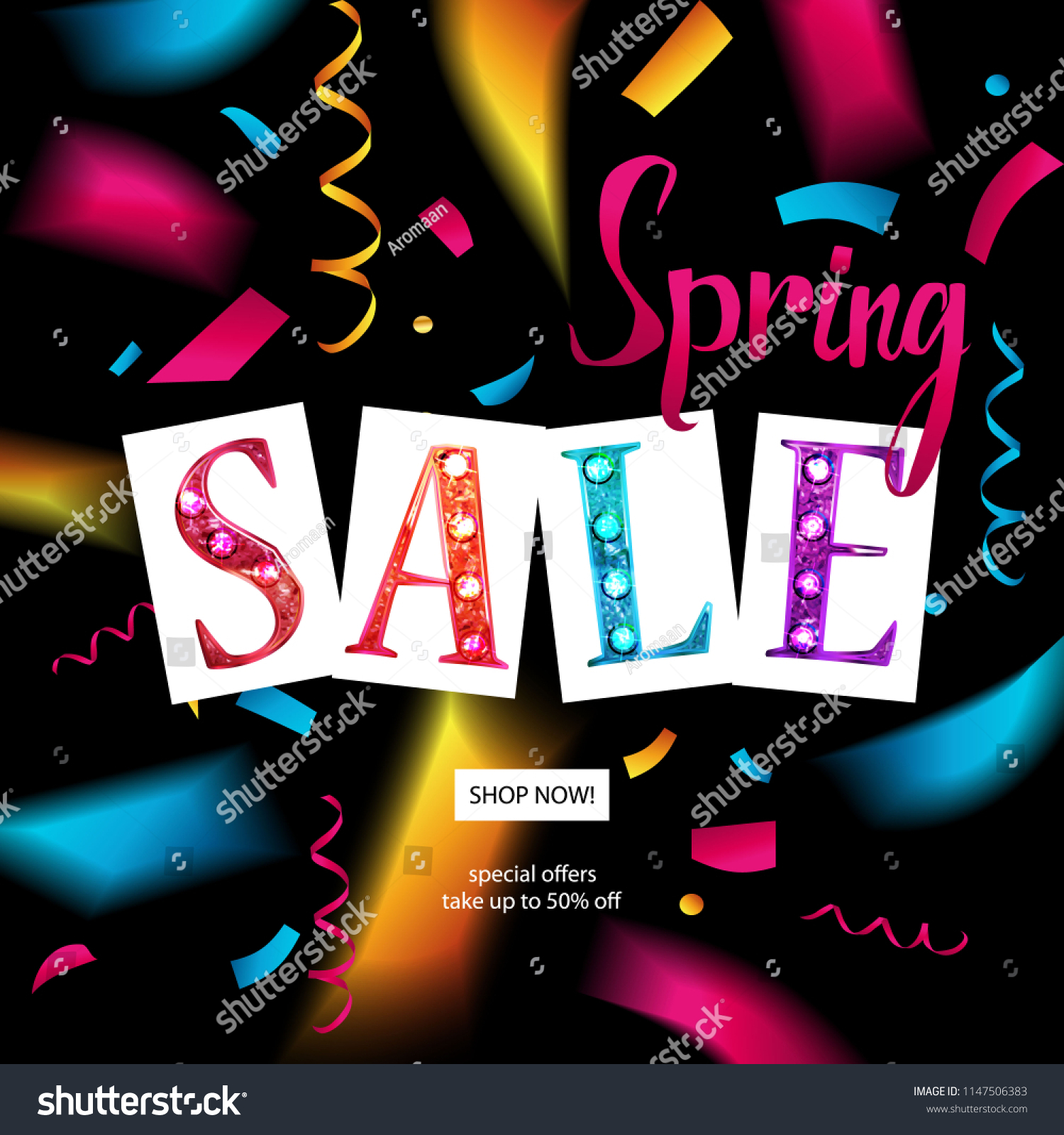Spring sale banner template design. For your online store. Raster copy #1147506383