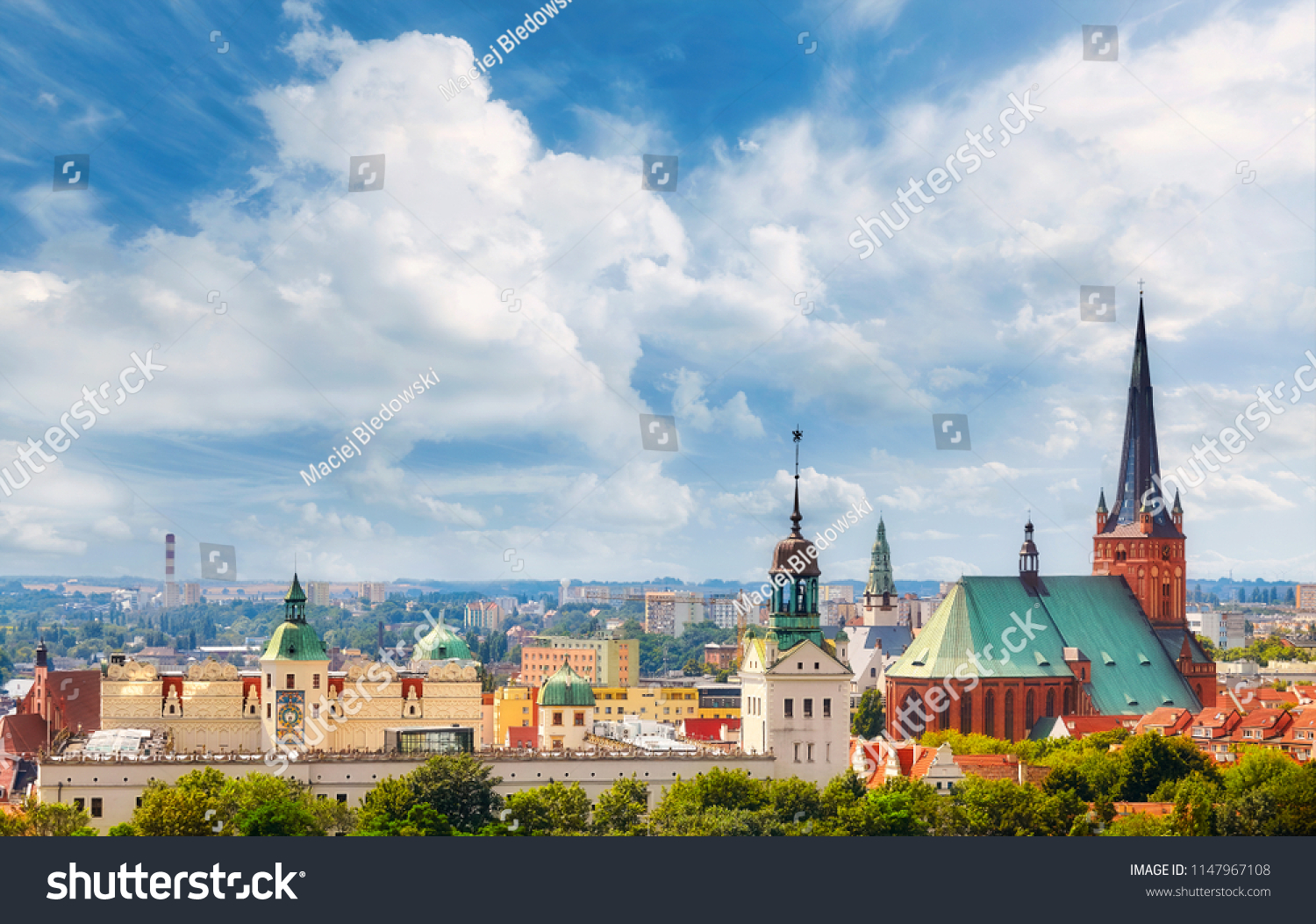 Panoramic view of Szczecin City downtown, Poland. #1147967108