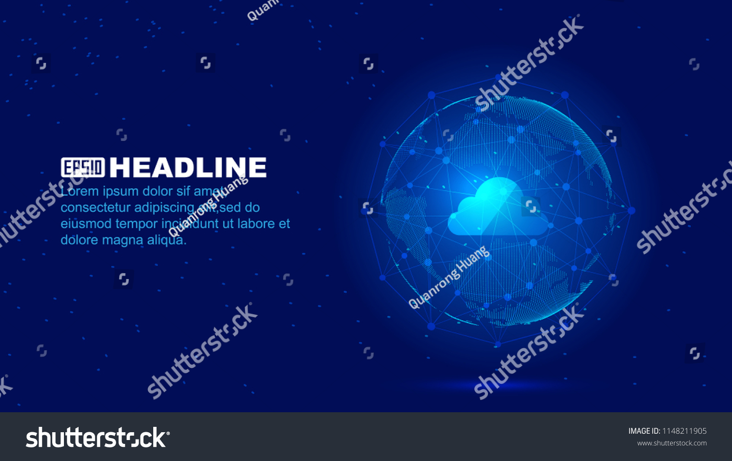 Abstract cloud data, point - line connection, scientific and technological innovation concept vector background #1148211905