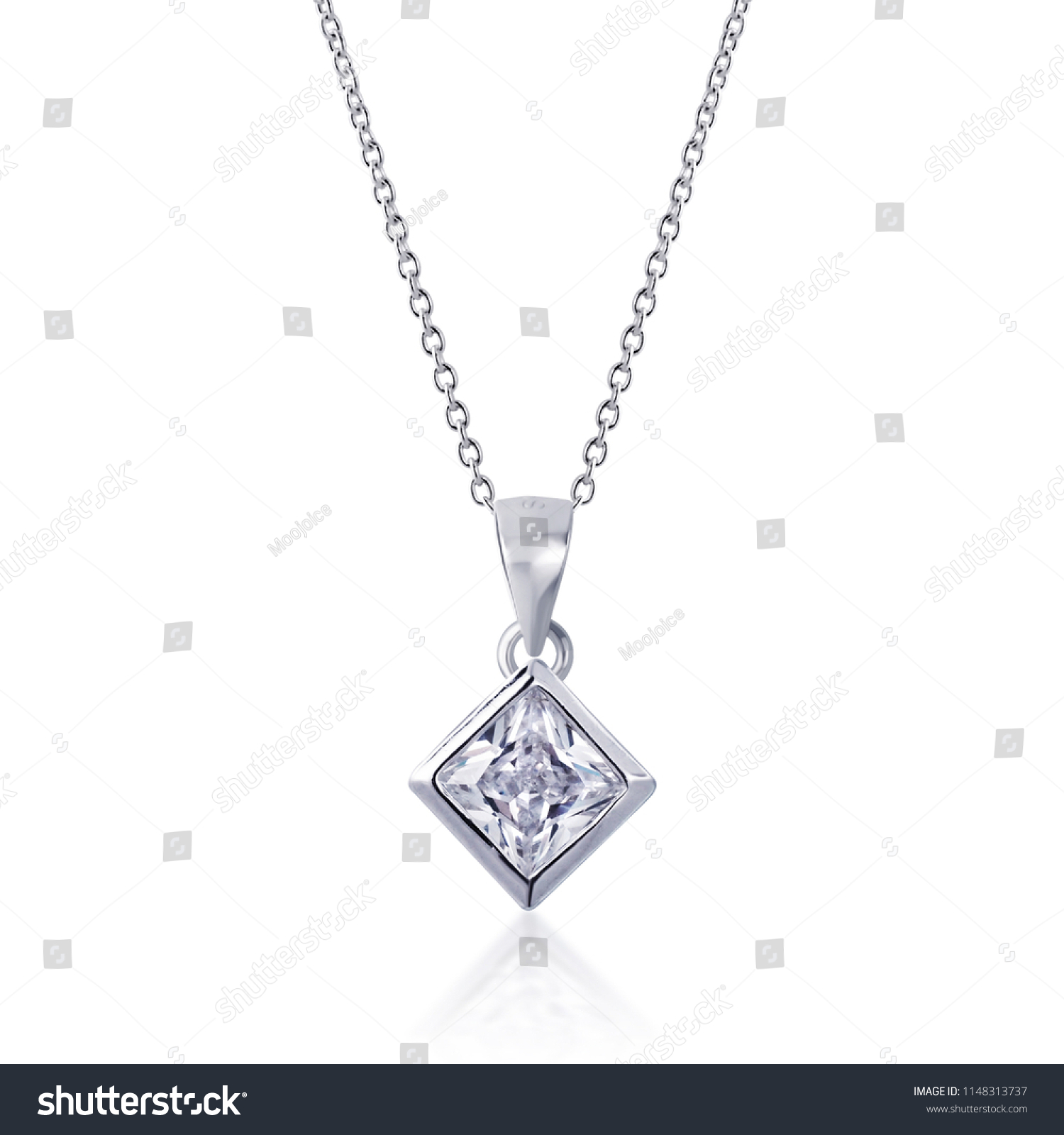 diamond Pendant with necklace on white background #1148313737