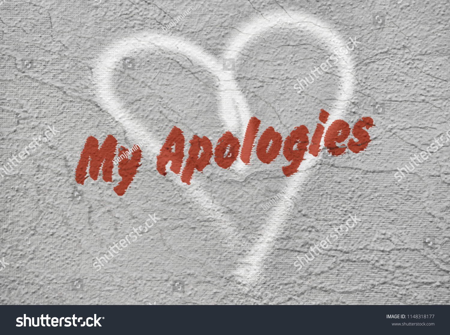 Text My Apologies written in red over a hand drawn heart #1148318177