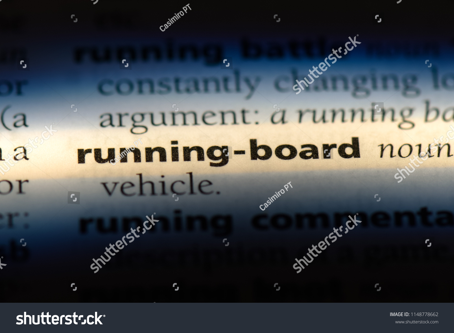 running board word in a dictionary. running board concept. #1148778662