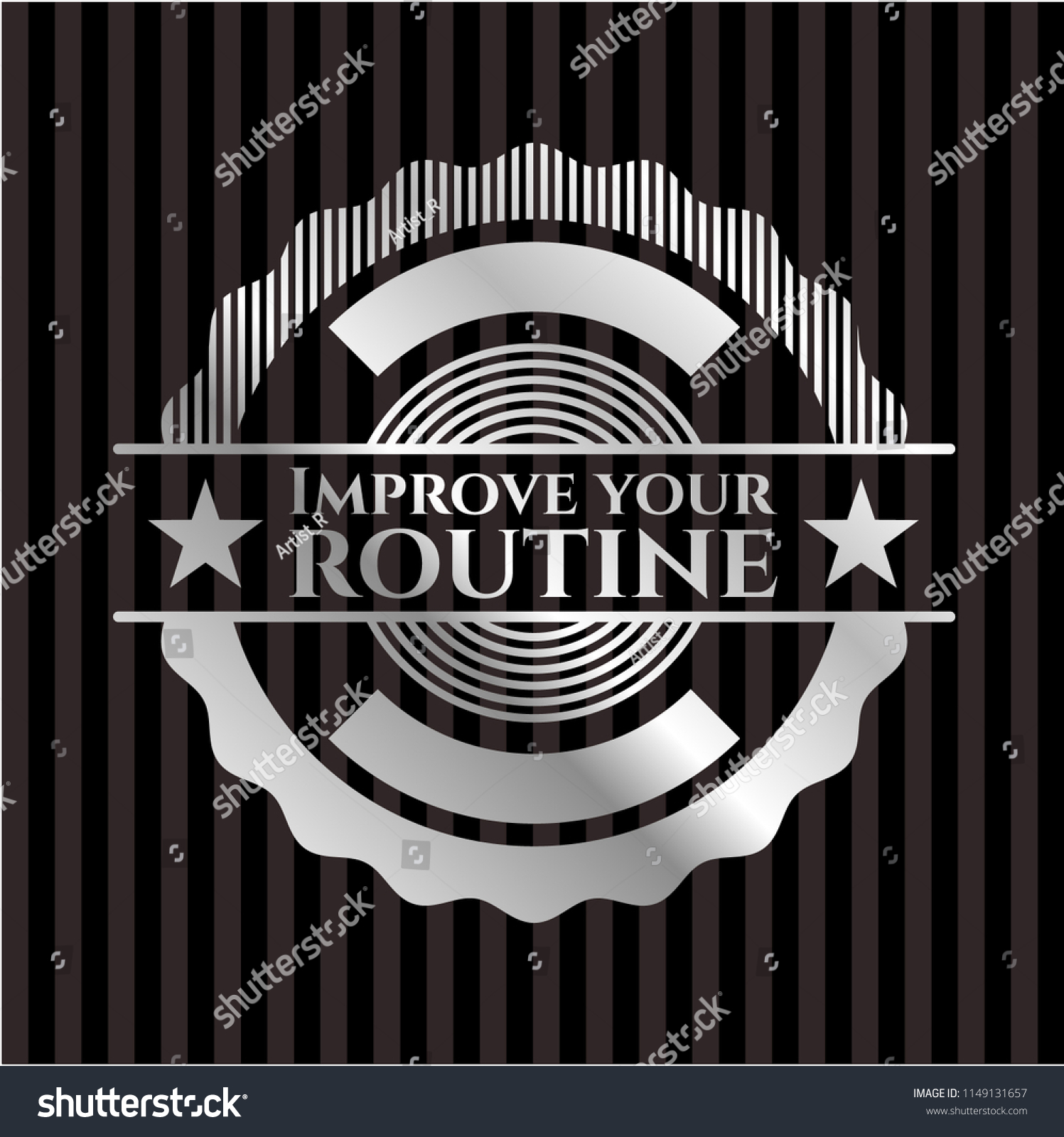 Improve Your Routine Silvery Badge Or Emblem Royalty Free Stock