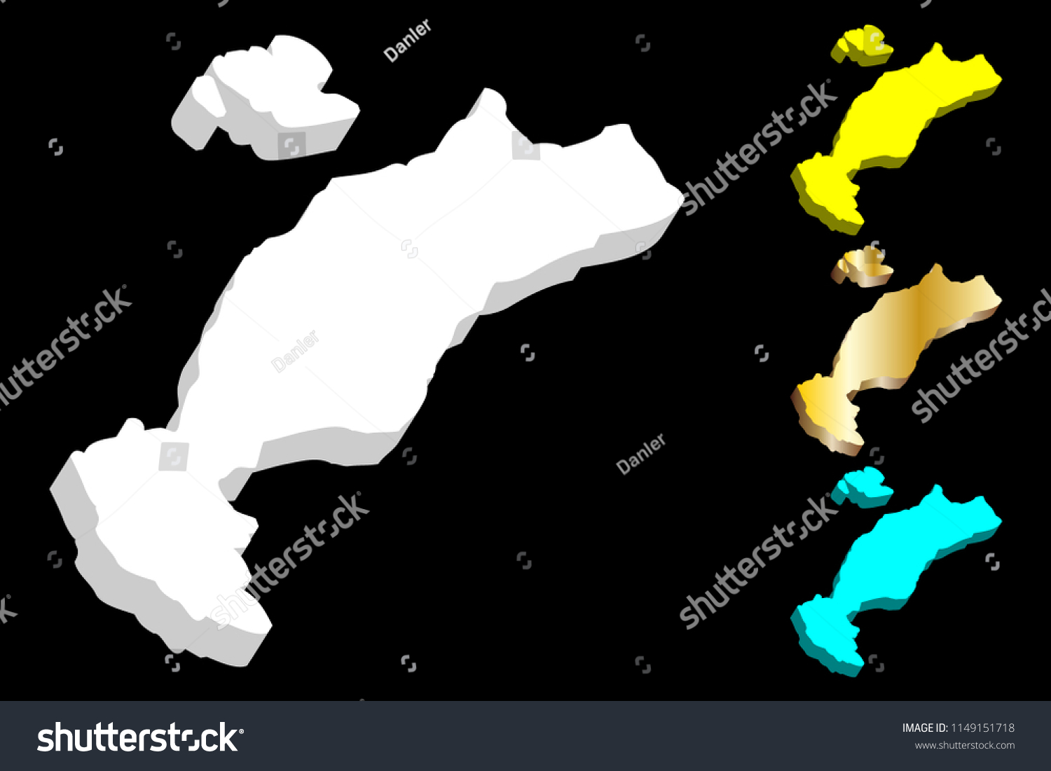 3d Map Of Kos Island Of Greece Cos White Royalty Free Stock Vector 1149151718 2805