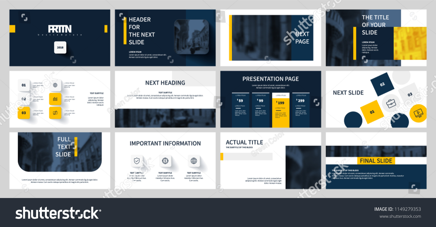 Blue and Yellow elements on a white background. This template is the best as a business presentation, used in marketing and advertising, the annual report, flyer and banner #1149279353