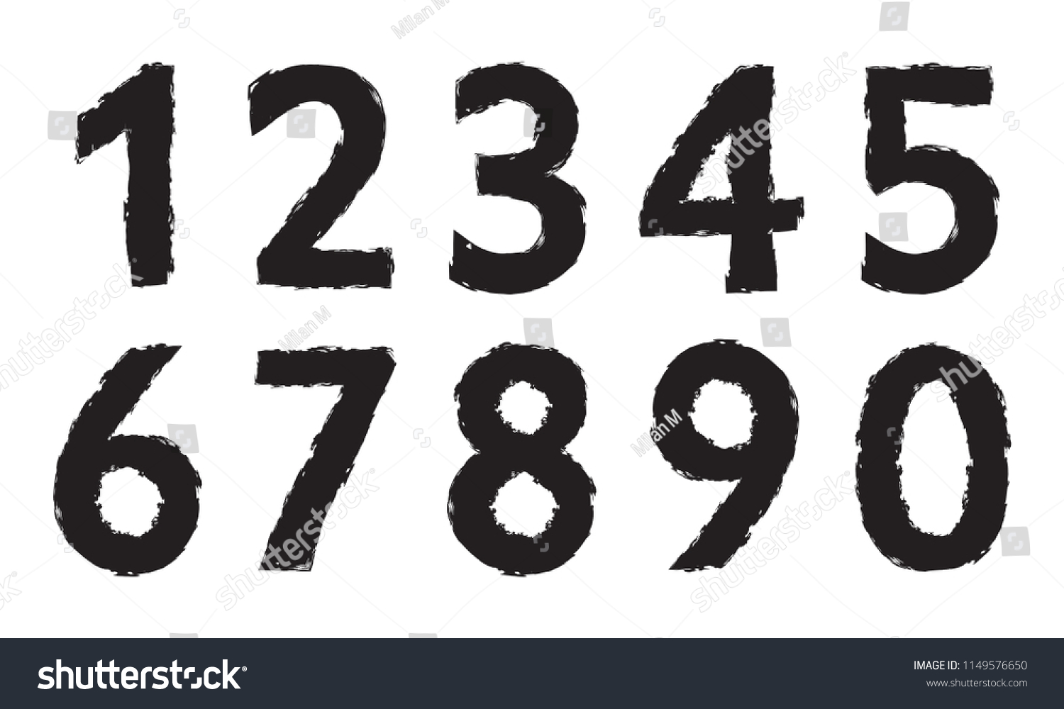 Grunge brush stroke numbers - Royalty Free Stock Vector 1149576650 ...