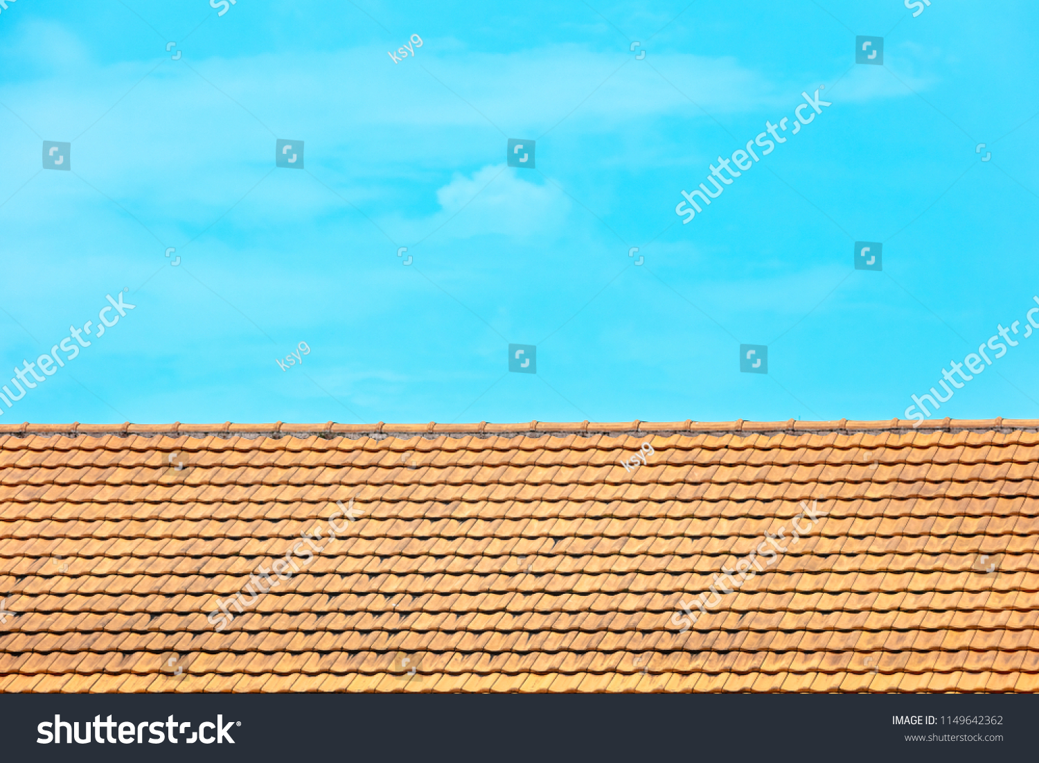 pitched roof tiles in repetitive patterns, old architecture shophouses Singapore Asia #1149642362