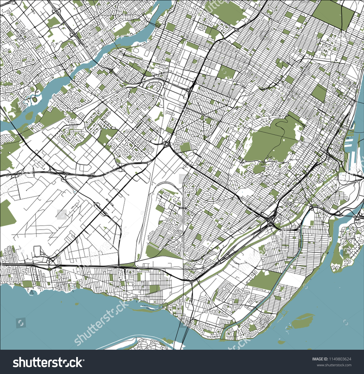 Vector Map Of The City Of Montreal Canada Royalty Free Stock Vector   Avopix 1149803624 