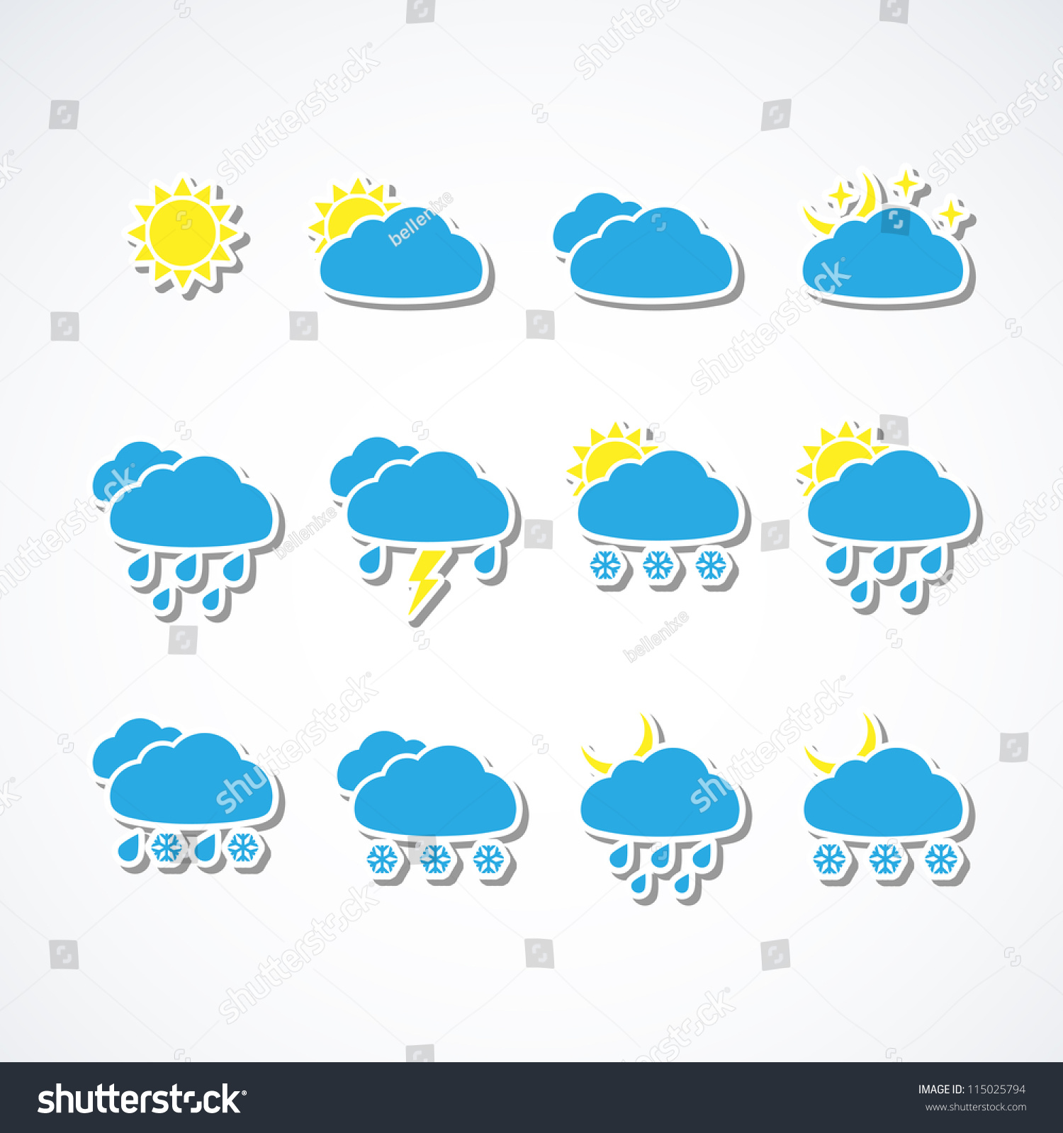 Set of Weather web icons. Vector illustration. #115025794