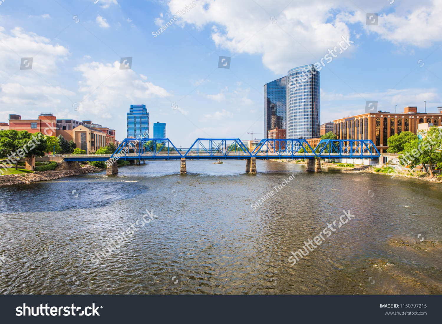 Downtown Grand Rapids Michigan view from the Grand River #1150797215