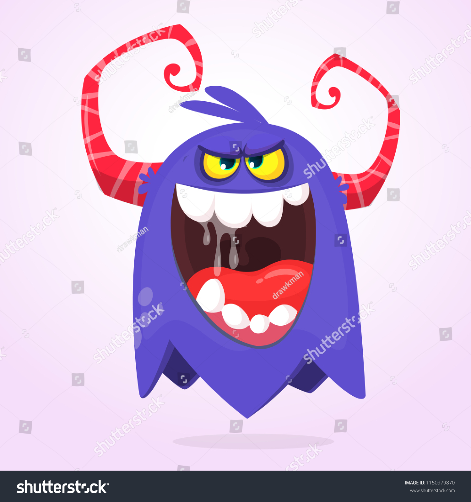 Angry cartoon blue monster character. Yelling - Royalty Free Stock ...