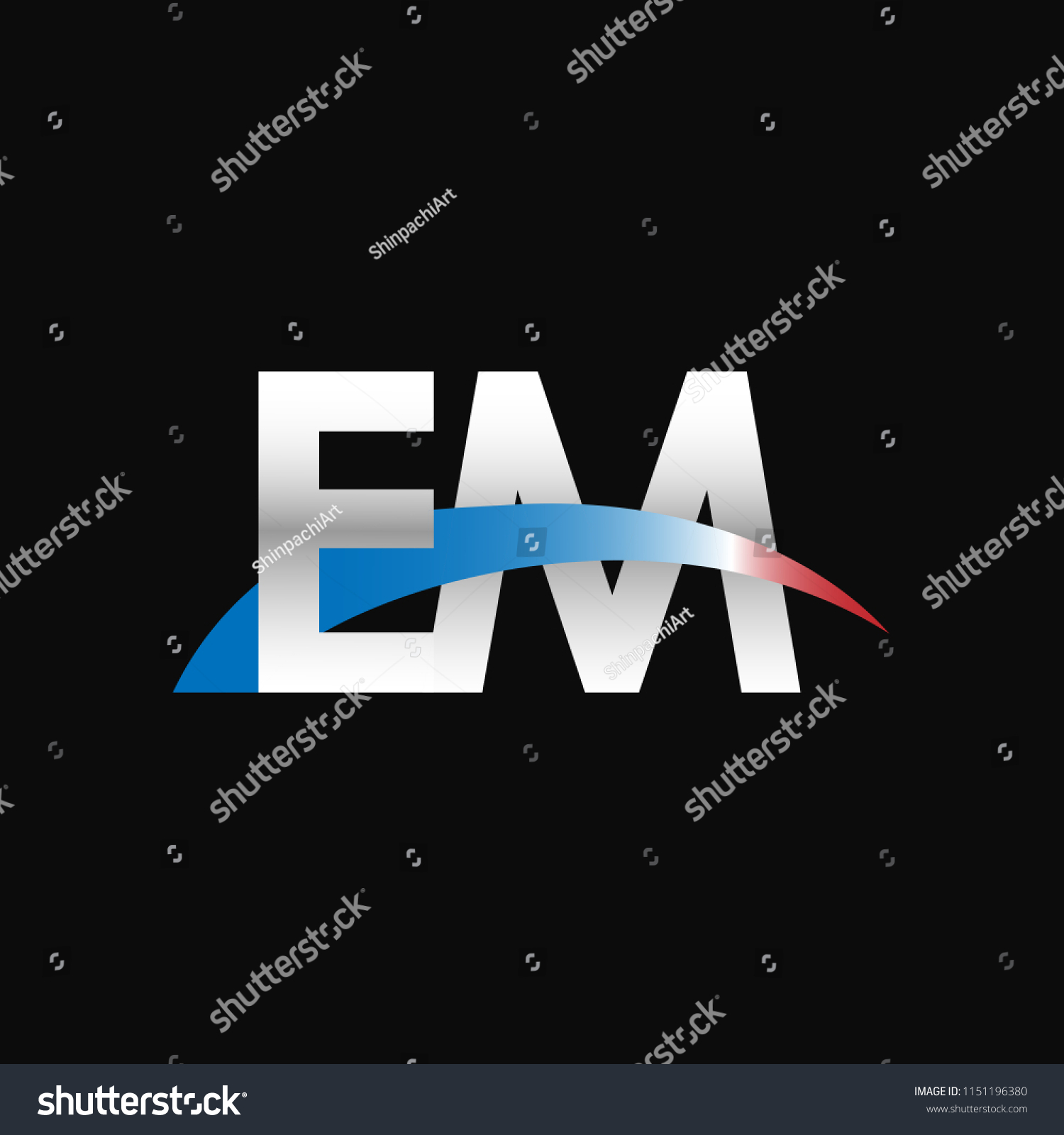 Initial Letters Em Overlapping Movement Swoosh Royalty Free Stock